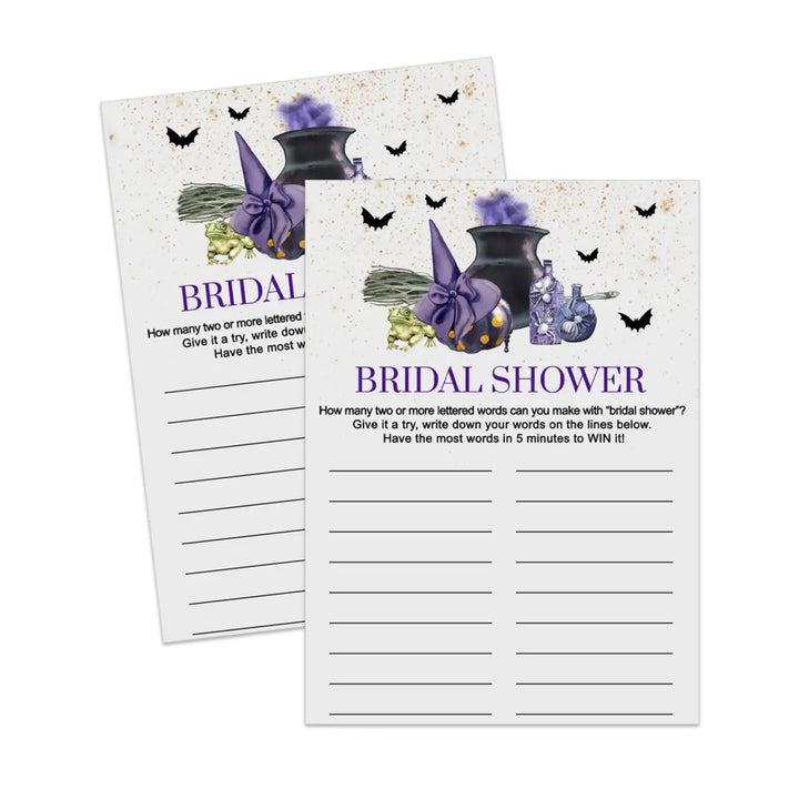 Printable Witch is Getting Hitched Bridal Shower Word Game Halloween Themed Digital Download - Paper Clever Party