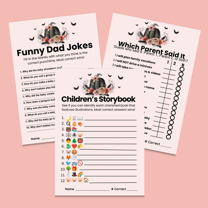 Pumpkin baby shower games bundle – instant download printable activities coed celebration fun digital game diy party