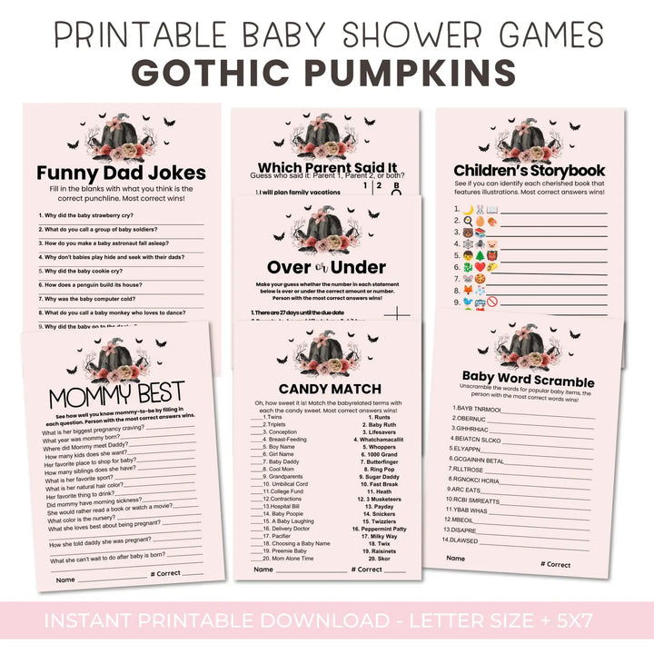 Pumpkin baby shower games bundle – instant download printable activities coed celebration fun digital game diy party