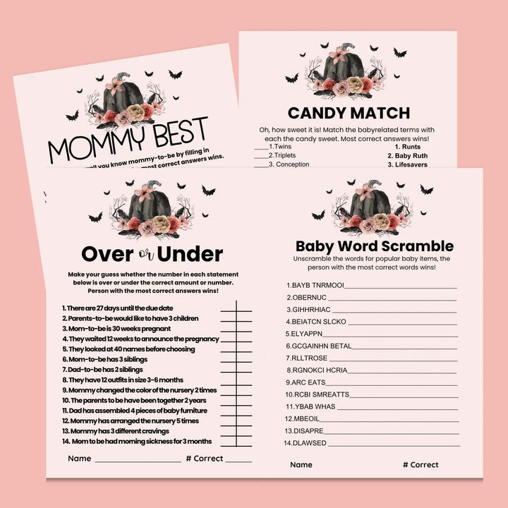Pumpkin baby shower games bundle – instant download printable activities coed celebration fun digital game diy party