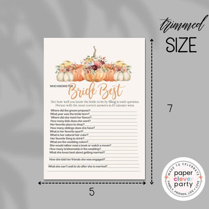 Pumpkin bridal shower game instant download printable wedding games fun for guests easy print pdf - party