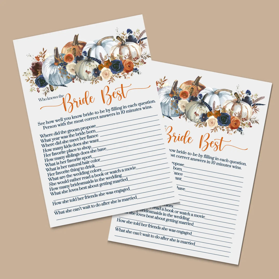 Pumpkin bridal shower game instant download rustic printable engaging wedding activities fall themed pdf format - party