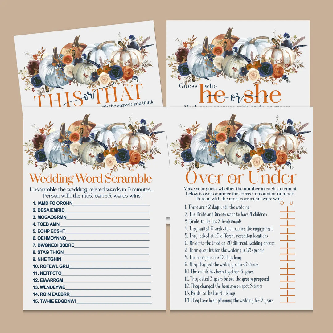 Pumpkin bridal shower game instant download rustic printable engaging wedding activities fall themed pdf format - party