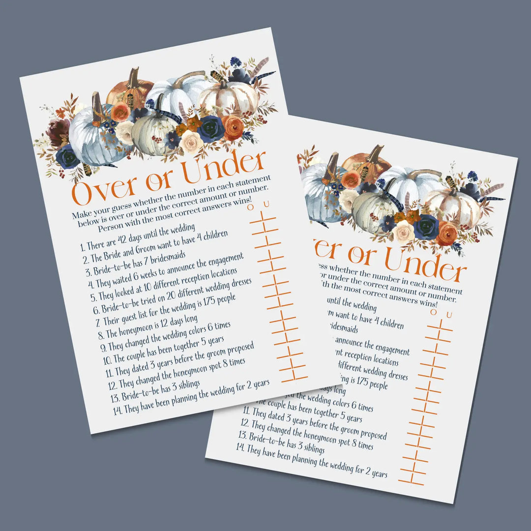 Pumpkin bridal shower game instant download rustic printable engaging wedding activities fall themed pdf format - party