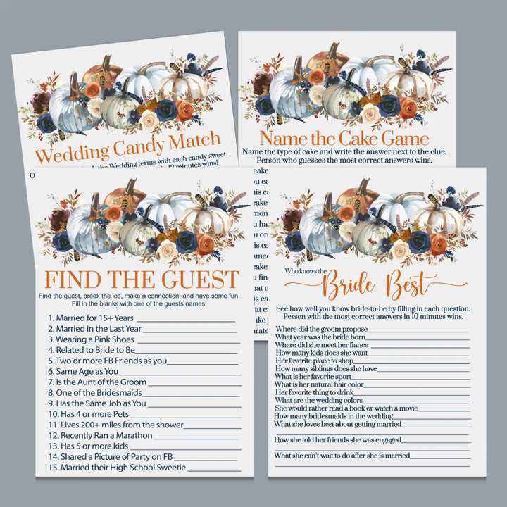 Pumpkin bridal shower game instant download rustic printable engaging wedding activities fall themed pdf format - party
