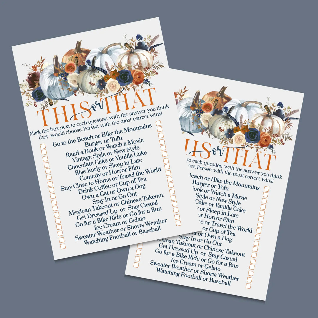 Pumpkin bridal shower game instant download rustic printable engaging wedding activities fall themed pdf format - party