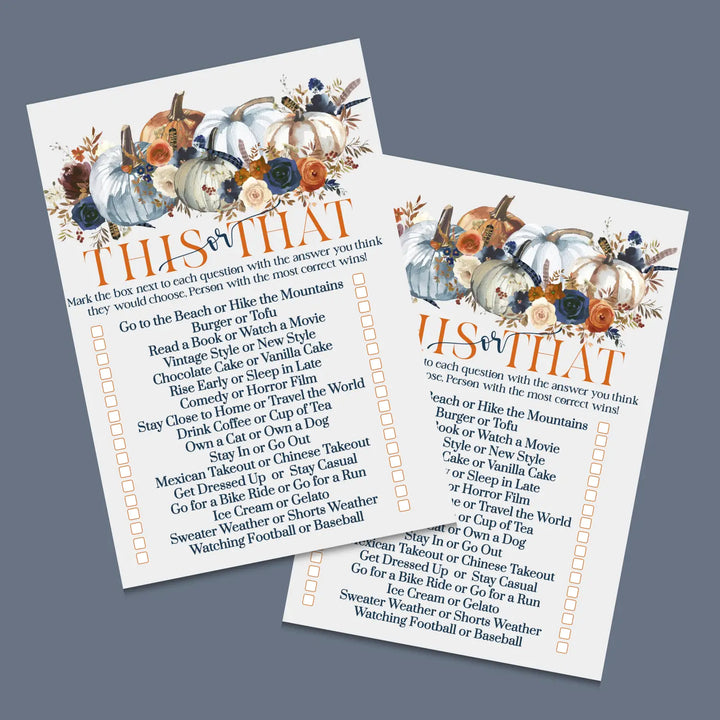 Pumpkin bridal shower game instant download rustic printable engaging wedding activities fall themed pdf format - party