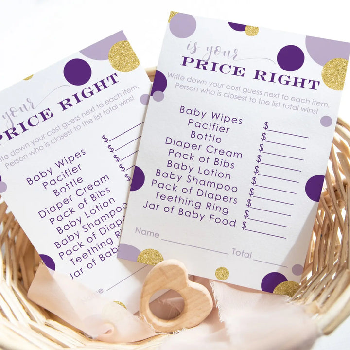 Purple & Gold Mermaid Theme Baby Shower Game - Paper Clever Party