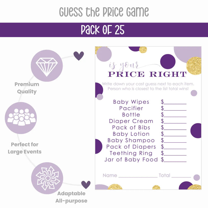 Purple & Gold Mermaid Theme Baby Shower Game - Paper Clever Party