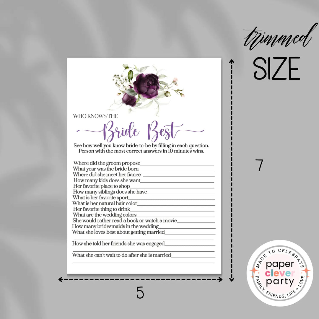 Purple passion bridal shower game bundle instant download modern printable wedding games fun for guests easy print pdf