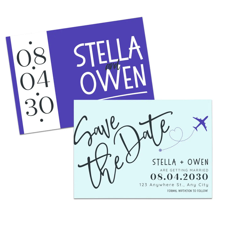 Custom Minty Aqua and Lilac Save the Date Cards - Personalized 4x6 Inch Invitations with Elegant Typography and White Envelopes - Perfect for Weddings, Birthdays, and Showers