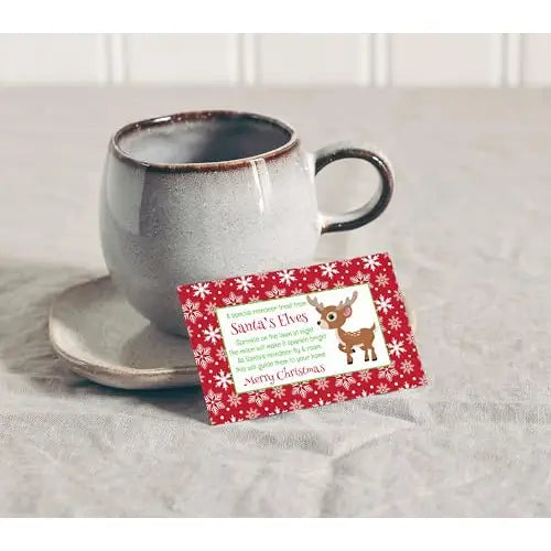 Reindeer Food for Christmas Eve Gift Tags, Kids Holiday Party Favors Xmas Red and White, Santa's Magic Rudolph Labels, Flat Cards, 15 Count - Paper Clever Party