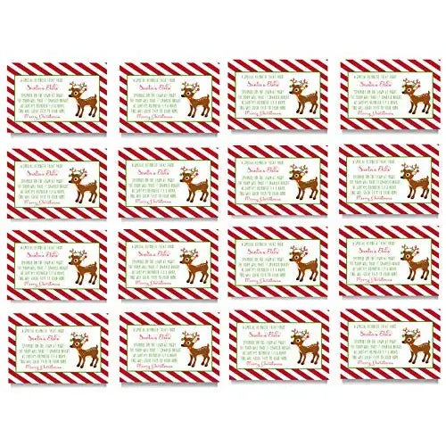 Reindeer Food for Christmas Eve, Kids Christmas Party Favors, Rudolph Holiday Party Supplies Red and White, Magic Reindeer Food Gift Tag Labels Folded, 16 Count - Paper Clever Party