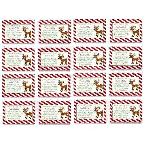 Reindeer Food for Christmas Eve, Kids Christmas Party Favors, Rudolph Holiday Party Supplies Red and White, Magic Reindeer Food Gift Tag Labels Folded, 16 Count - Paper Clever Party