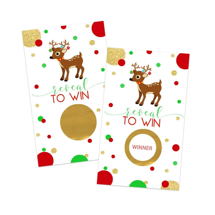 Reindeer Scratch Off Christmas Party Games Adults, Rudolph Xmas Favors, 28 Pack - Paper Clever Party