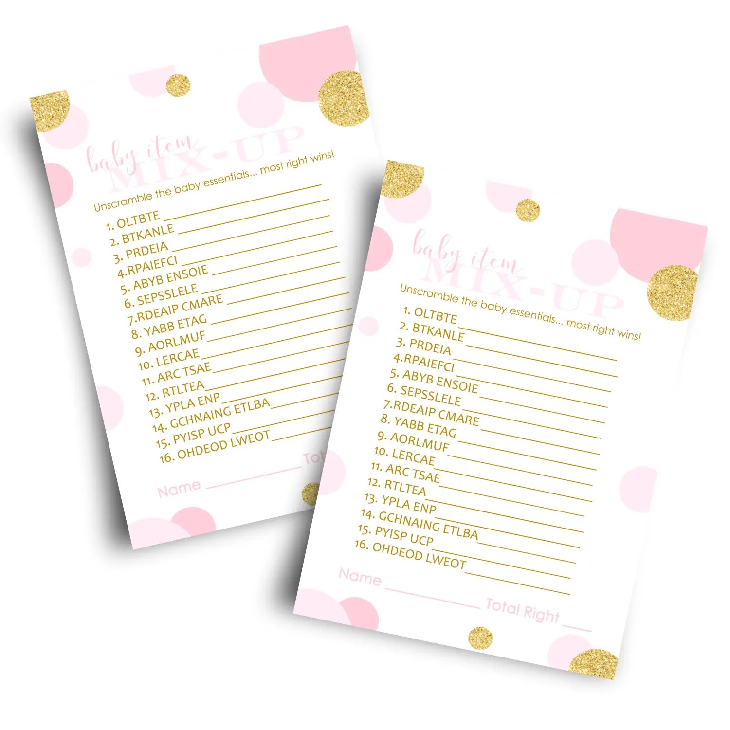 Rose gold baby shower games for girls - 25 cards fun word scramble activities guests twinkle little star themes - party