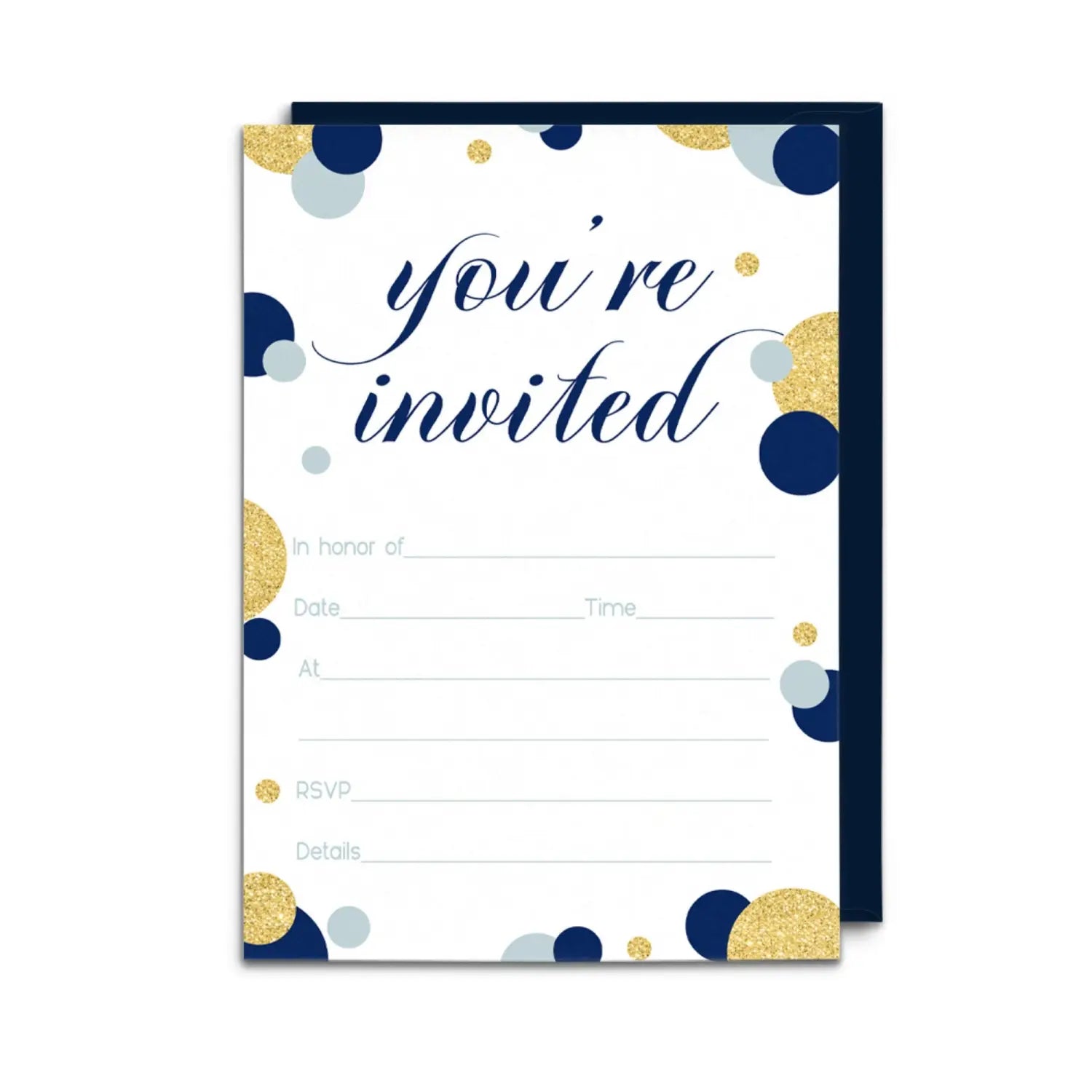 Royal theme navy and gold invitations - blank 4x6 cards (15 pack)