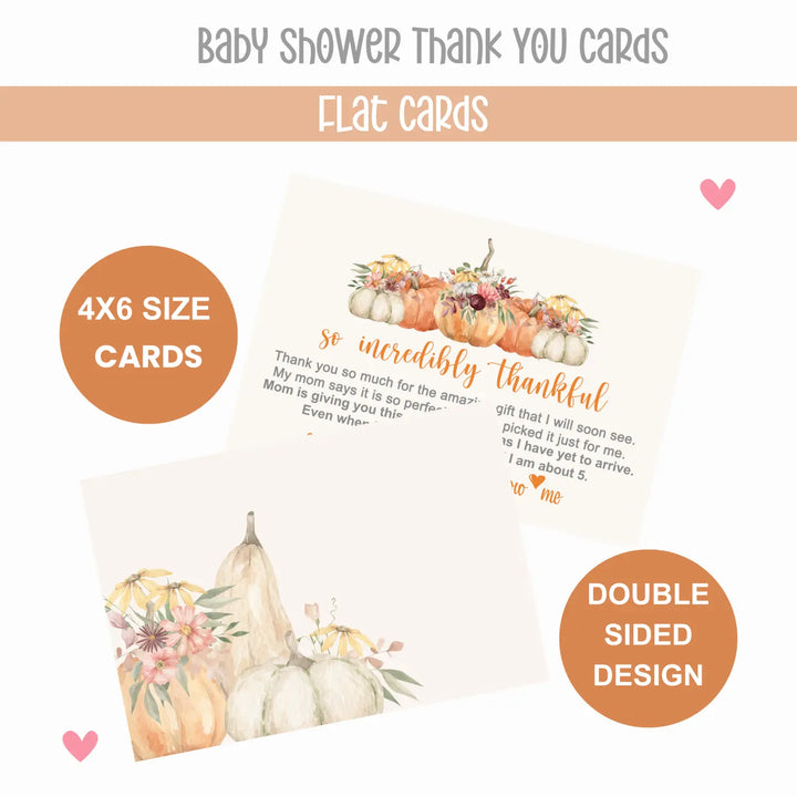 Rustic Pumpkin Baby Shower Thank You Cards – Prewritten Notes (Pack of 25) - Paper Clever Party