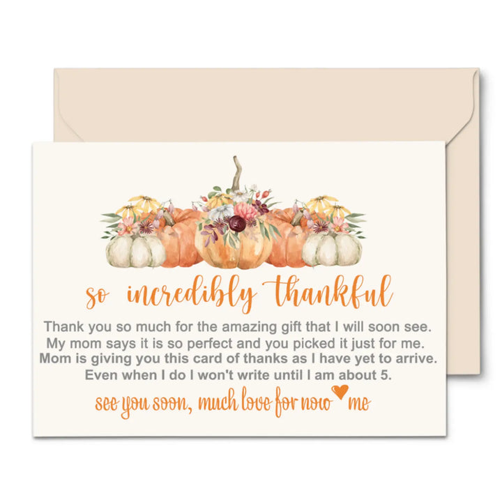 Rustic Pumpkin Baby Shower Thank You Cards – Prewritten Notes (Pack of 25) - Paper Clever Party