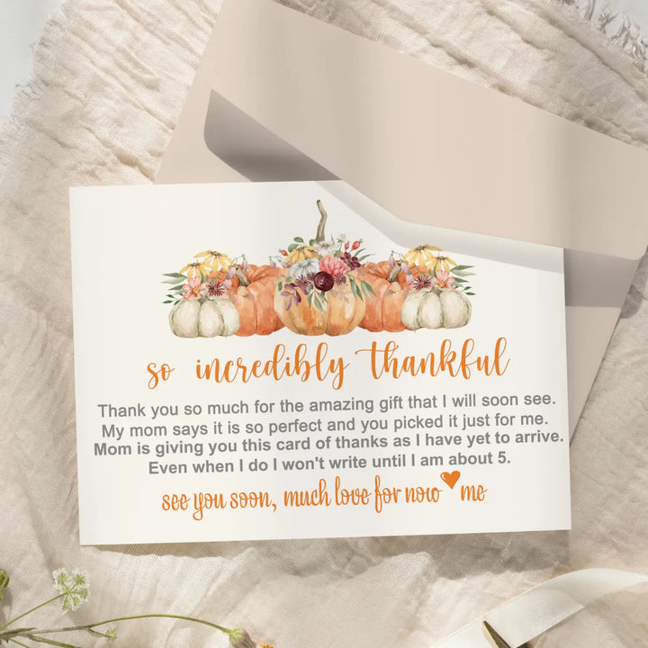 Rustic Pumpkin Baby Shower Thank You Cards – Prewritten Notes (Pack of 25) - Paper Clever Party