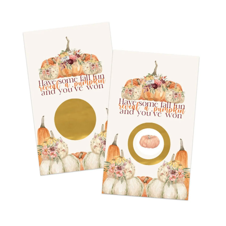 Rustic Pumpkin Scratch Off Cards, Thanksgiving Party Games for Adults, Fall Showers, Raffle Tickets, Friendsgiving Favors, 30 Pack - Paper Clever Party