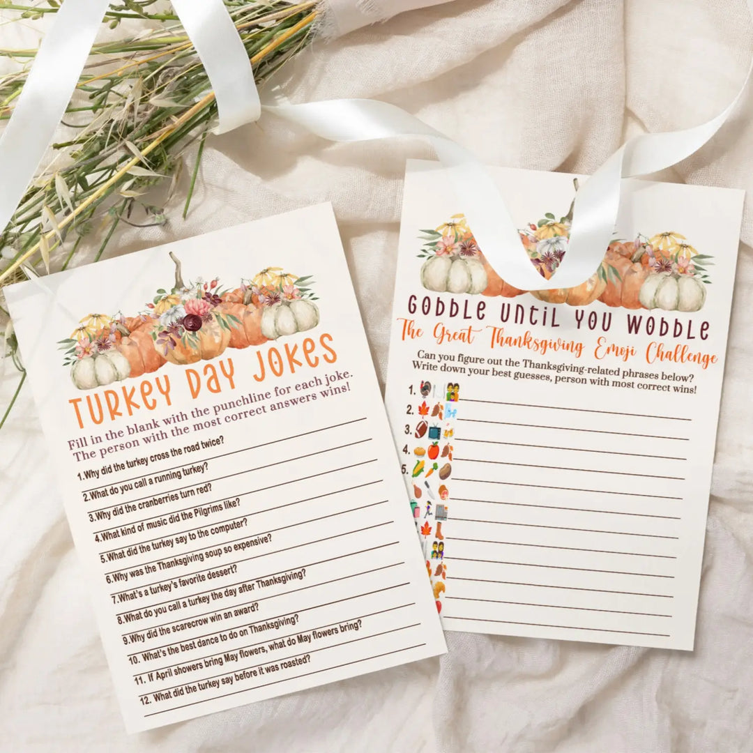 Rustic Pumpkin Thanksgiving Party Game Bundle 25 Pack - Paper Clever Party