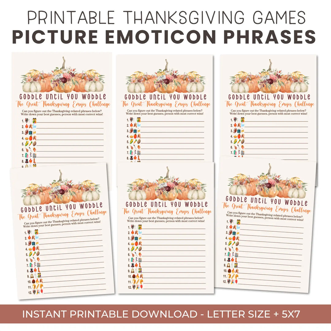 Rustic thanksgiving game printable picture guess digital download with answer key 5x7 cards instant pdf - party games