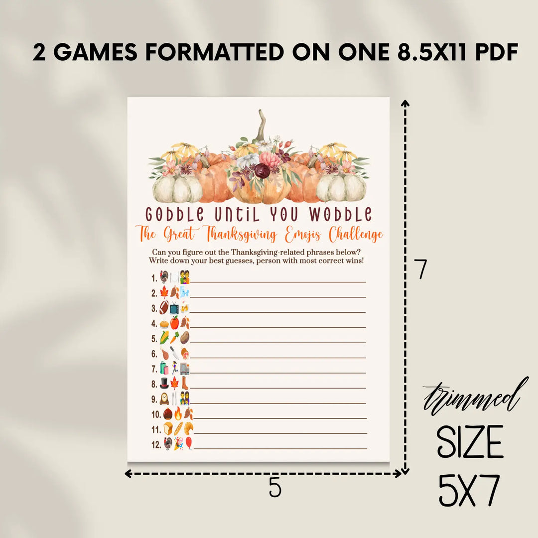 Rustic thanksgiving game printable picture guess digital download with answer key 5x7 cards instant pdf - party games