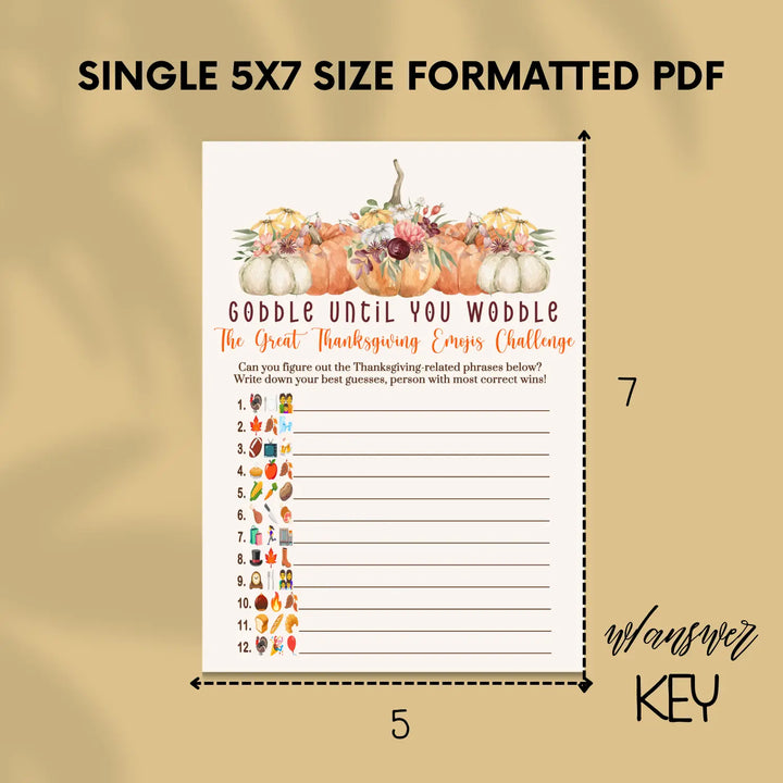 Rustic thanksgiving game printable picture guess digital download with answer key 5x7 cards instant pdf - party games