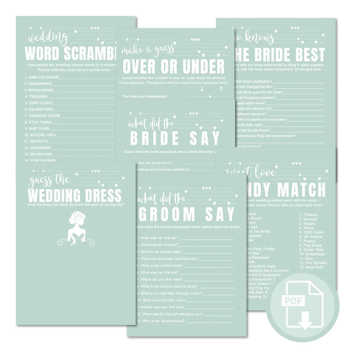 Sage bridal shower game instant download modern diy digital printable fun for wedding celebrations pdf - party games