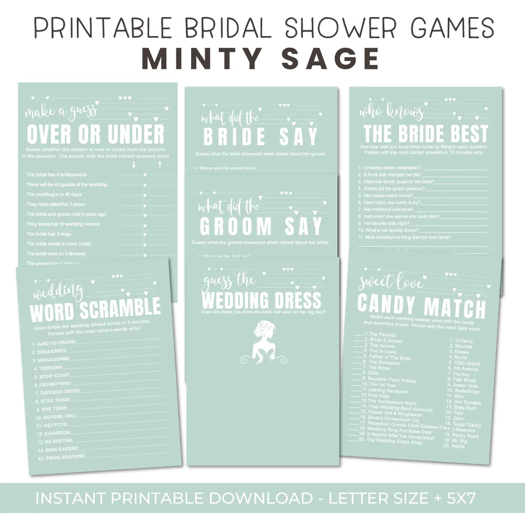 Sage bridal shower game instant download modern diy digital printable fun for wedding celebrations pdf - party games