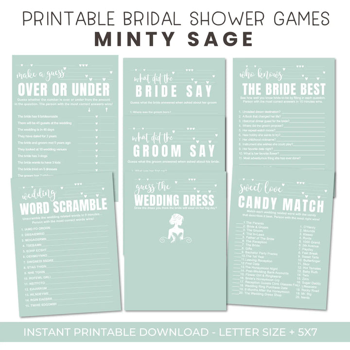 Sage bridal shower game instant download modern diy digital printable fun for wedding celebrations pdf - party games