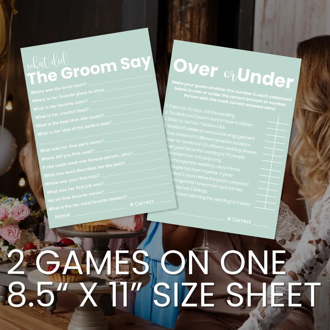 Sage elegance bridal shower game bundle - instant download of 4 fun wedding games digital pdf - party