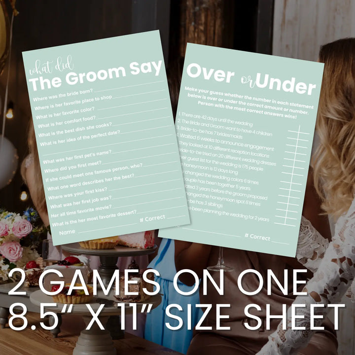 Sage elegance bridal shower game bundle - instant download of 4 fun wedding games digital pdf - party