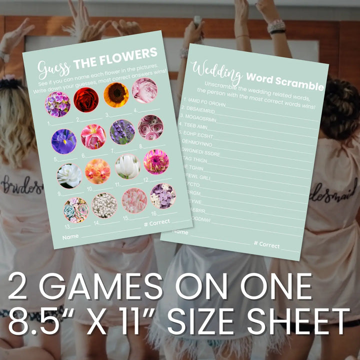 Sage elegance bridal shower game bundle - instant download of 4 fun wedding games with answer keys - party