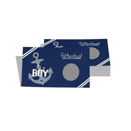 Sailor’s Delight Nautical Scratch-Off Game Cards (28 Pack) - Blue Anchor, Boys Baby Shower Entertainment - Paper Clever Party