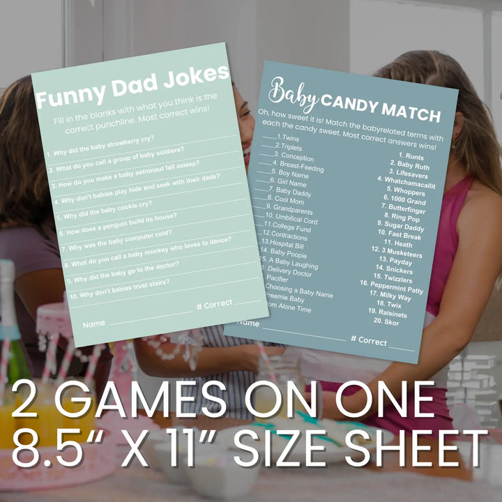 Seaglass printable baby shower game bundle - 4 fun games - instant download pdf with answer keys - partry