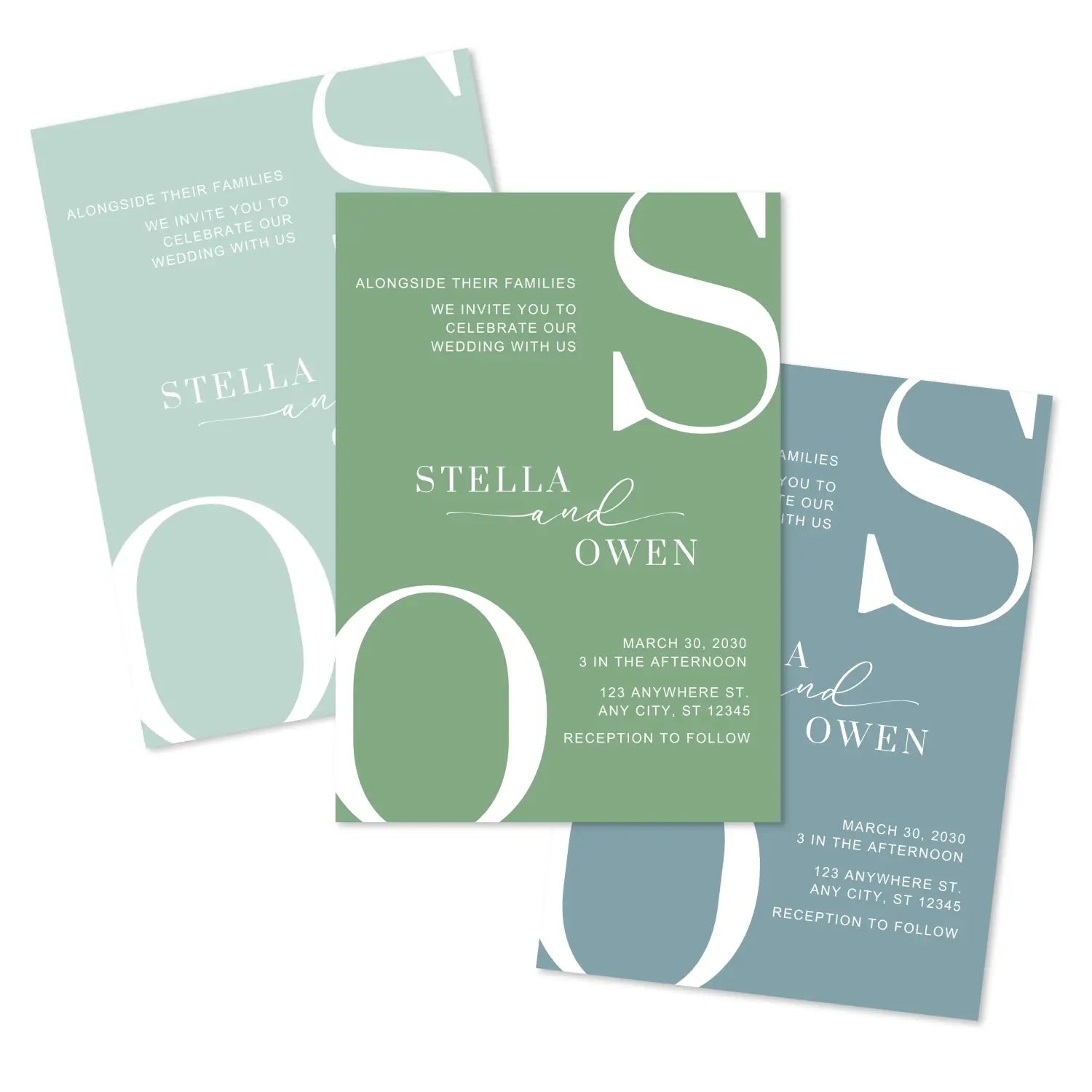 Chic beachy wedding invitations with envelopes - custom design personalized announcements simple and elegant stationery