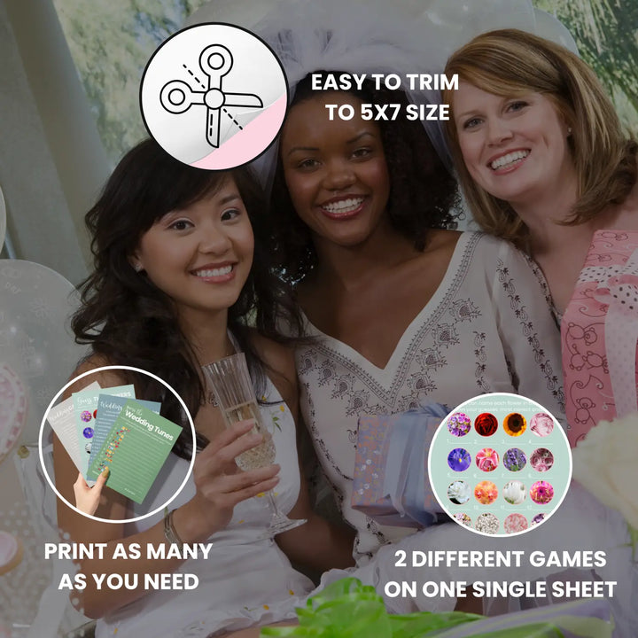 Seaside bridal shower game bundle - instant download wedding games word song trivia candy matching guess the flowers