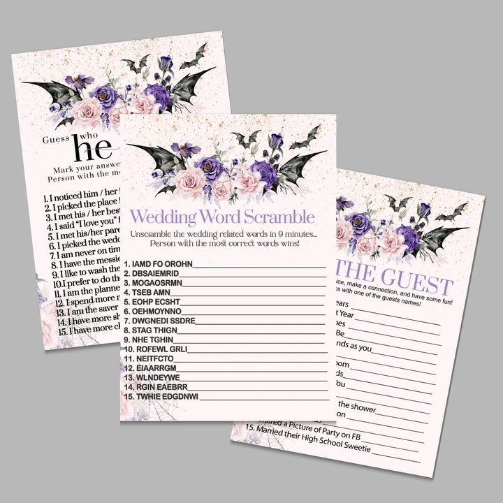 Skull and floral bridal shower game instant download 6 games printable fun for halloween wedding celebrations pdf
