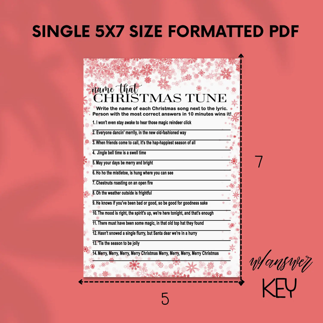 Snowflake christmas song trivia game – printable holiday music quiz instant download festive fun version 1 - party games