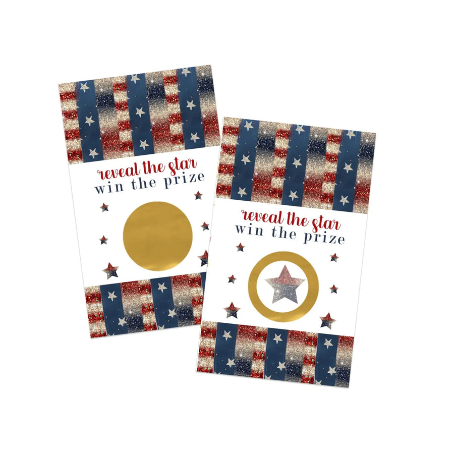 Stars and stripes baby shower games - 28 pack - scratch off raffle cards fun bridal activities graduation party ideas