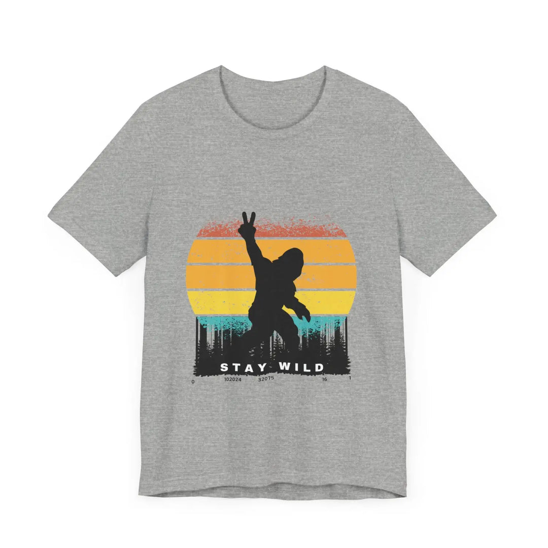 Stay wild bigfoot unisex tee - fun retro graphic t-shirt hide n seek champion