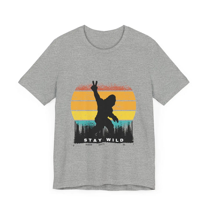 Stay wild bigfoot unisex tee - fun retro graphic t-shirt hide n seek champion