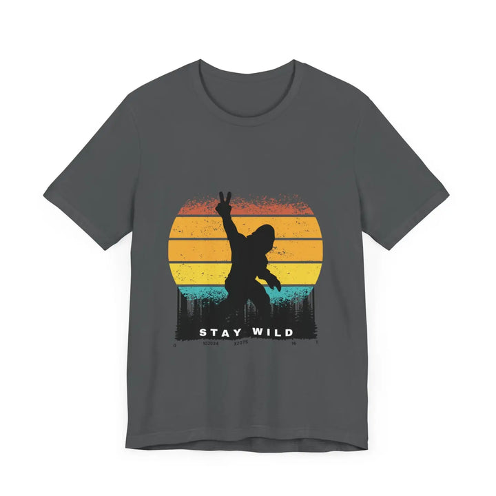 Stay wild bigfoot unisex tee - fun retro graphic t-shirt hide n seek champion
