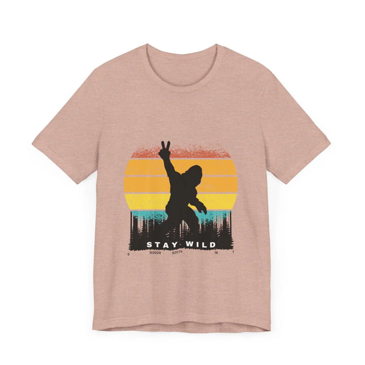 Stay wild bigfoot unisex tee - fun retro graphic t-shirt hide n seek champion