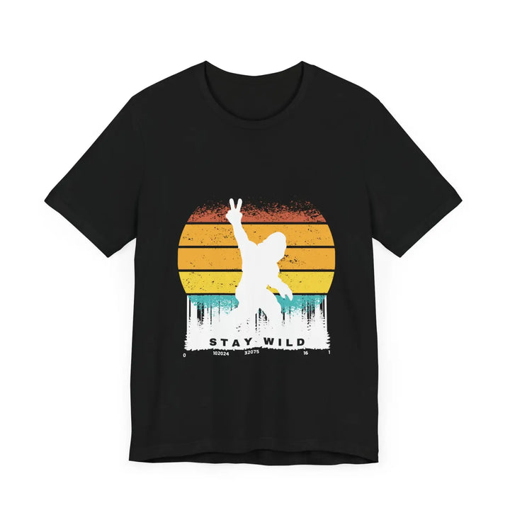Stay wild bigfoot unisex tee - fun retro graphic t-shirt hide n seek champion