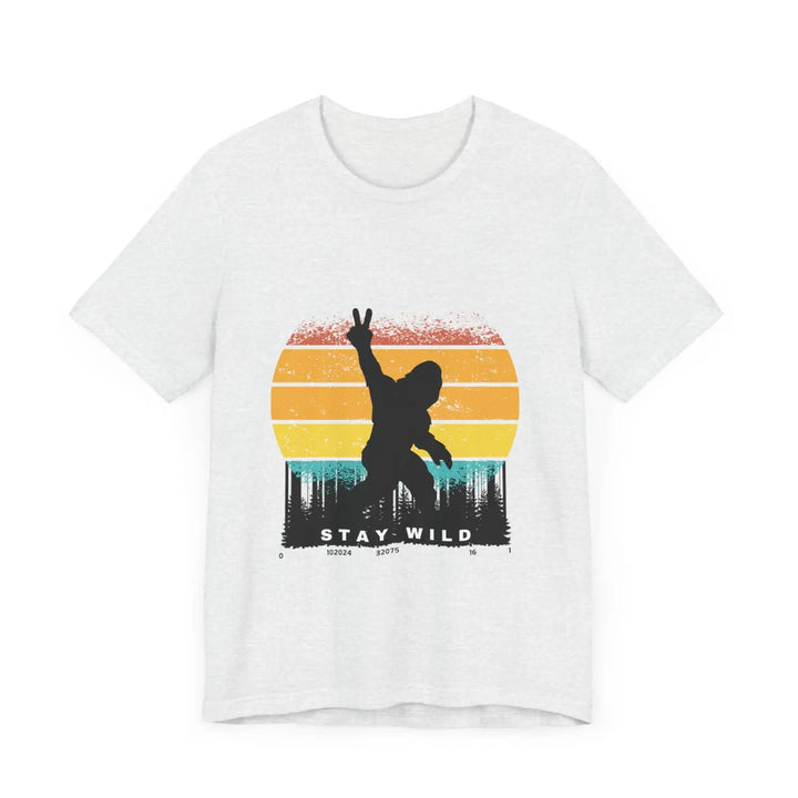 Stay wild bigfoot unisex tee - fun retro graphic t-shirt hide n seek champion