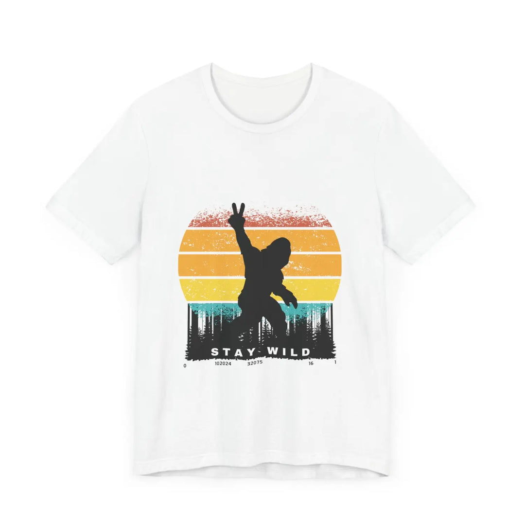 Stay wild bigfoot unisex tee - fun retro graphic t-shirt hide n seek champion