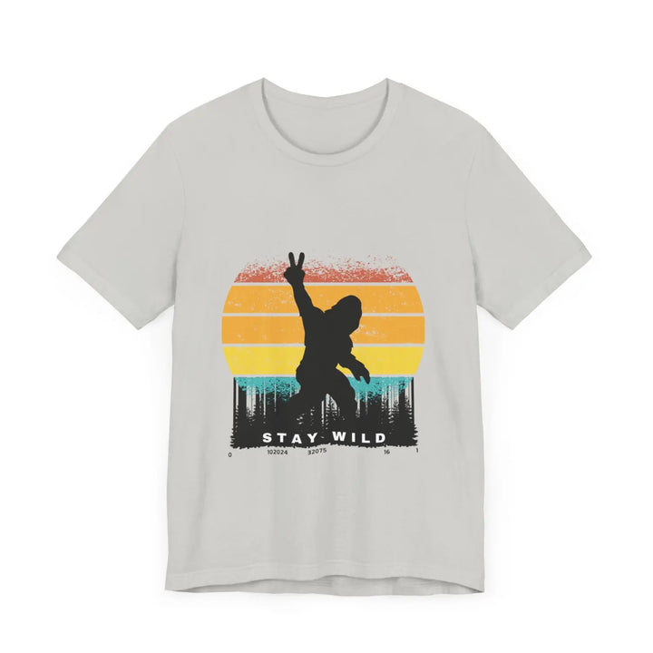 Stay wild bigfoot unisex tee - fun retro graphic t-shirt hide n seek champion